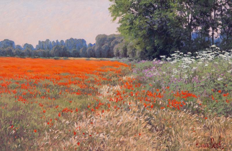 Andre van Beek "Field of Poppies at Giverny" oil (1 of 9)