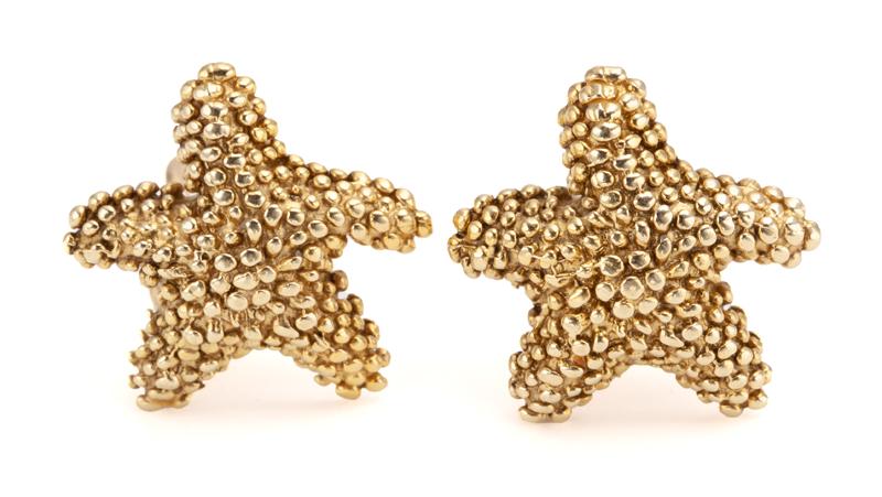 Pr. 14K Gold starfish form earrings (1 of 4)
