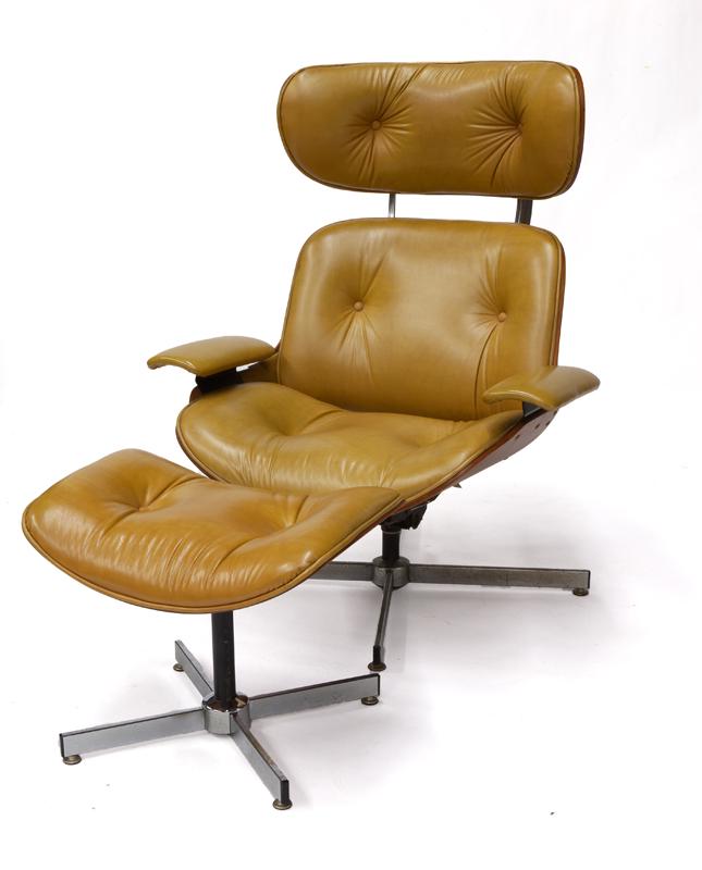 Eames style lounge chair with ottoman (1 of 13)