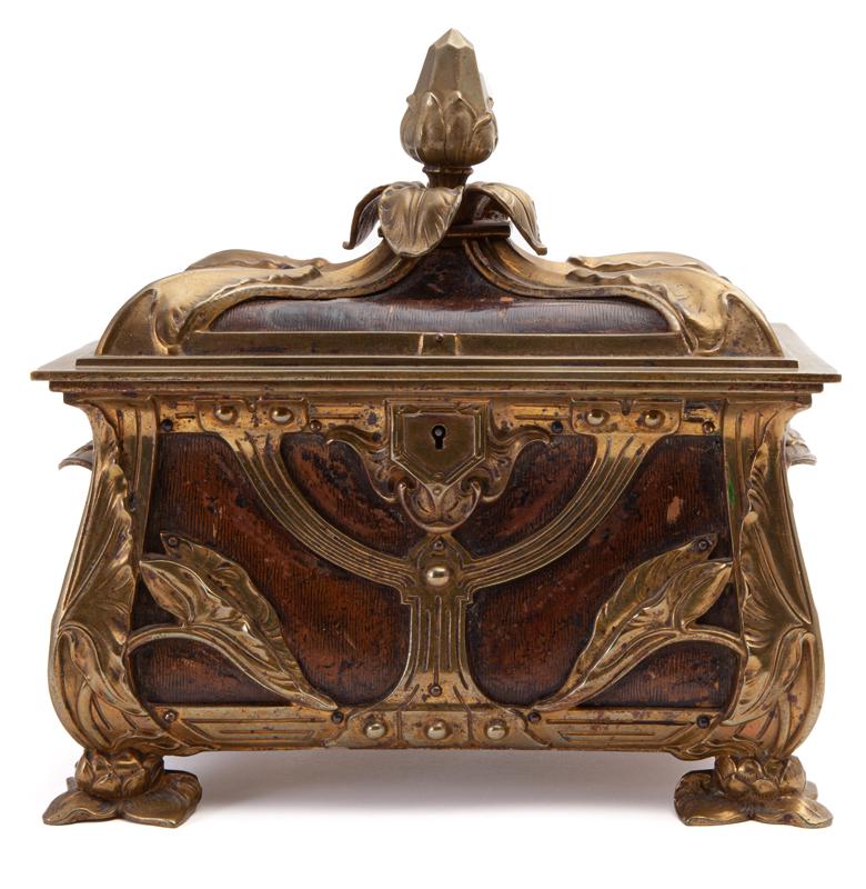 Unusual Art Nouveau leather and ormolu (1 of 11)