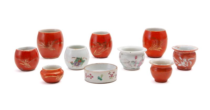 (10) Pcs. Chinese Qing porcelain bird feeders (1 of 5)