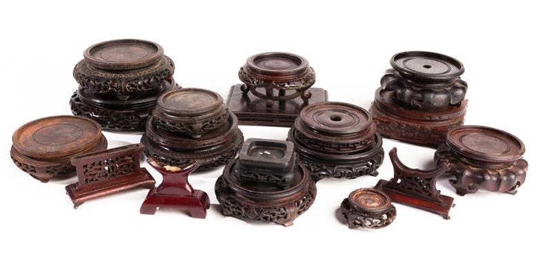(18) Pcs. Chinese hardwood stands (1 of 3)