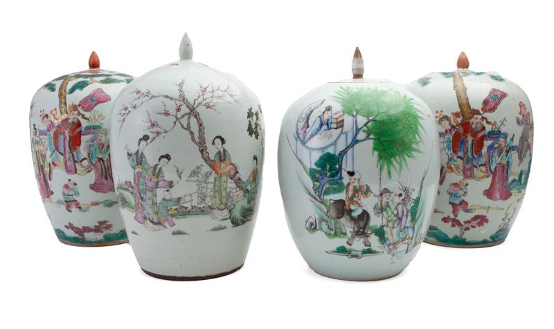 (4) Chinese Republic famille rose porcelain jars (1 of 18)