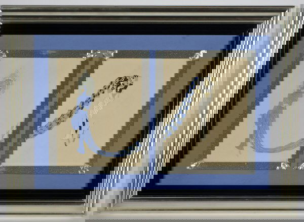 Erte (Romain de Tirtoff) gouache on paper,: two works, depicting costume studies. (1) titled on verso, "Le Gauge". Paper: 14.5"H x 10.75"W. Stamped on verso, "Erte Romain De Tirtoff, Composition Originale". Numbered on verso, "A7376"; (1) title