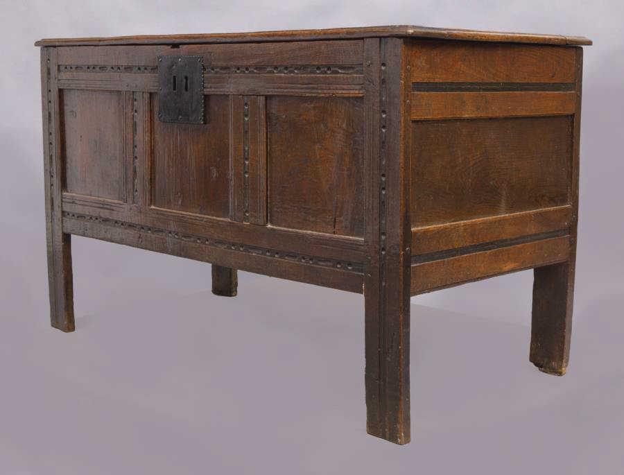 Early English paneled oak coffer, (1 of 11)