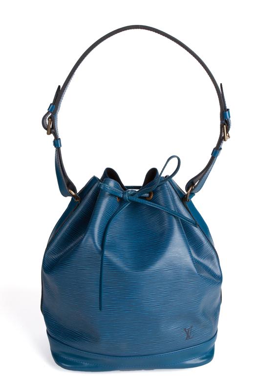 Louis Vuitton Noe shoulder bag,: Louis Vuitton Noe shoulder bag, in blue Epi calf leather with golden brass tone hardware. 13"H x 15.5"W.