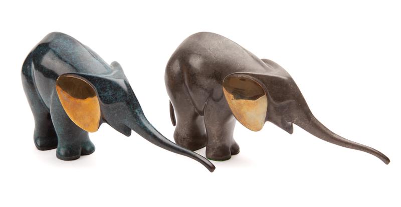 (2) Loet Vanderveen bronze elephant figures, (1 of 8)