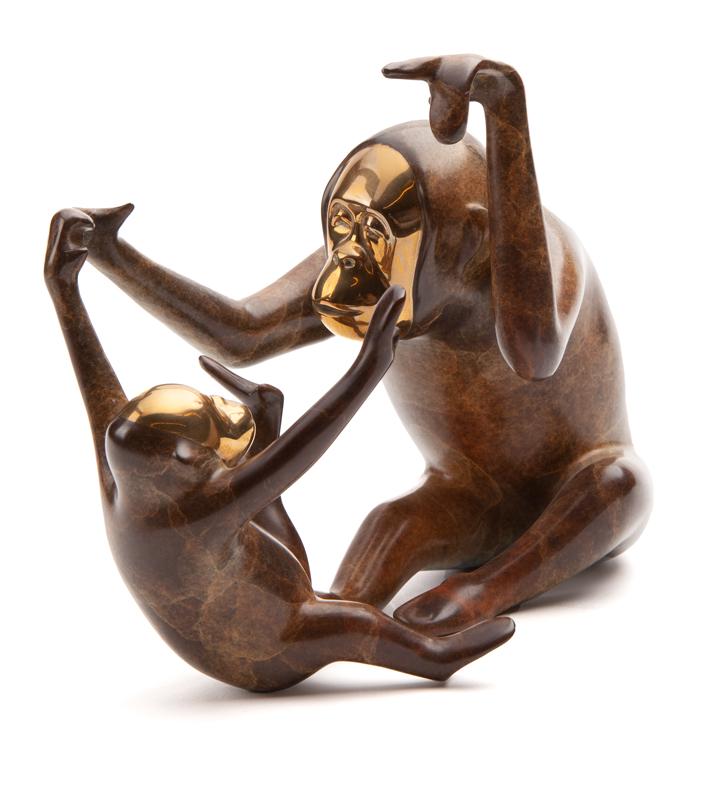 Loet Vanderveen "Monkey & Baby" bronze figure, (1 of 9)