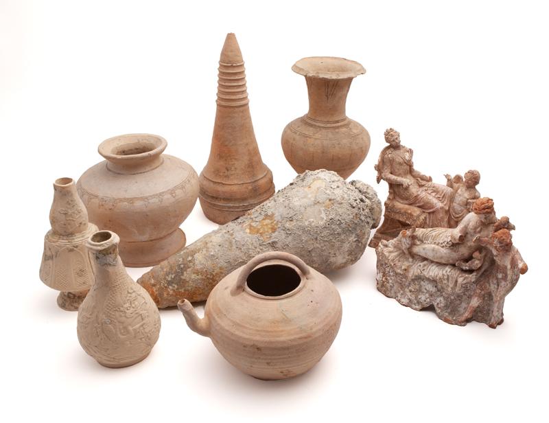 (9) Pcs. Terra cotta pottery and figures. (1 of 11)