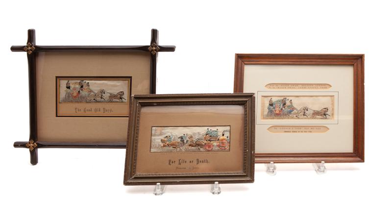 (3) Woven silk "Stevengraph" coaching scenes, (1 of 5)