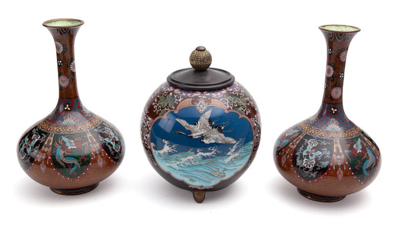 (3) Pcs. Japanese cloisonne, (1 of 8)