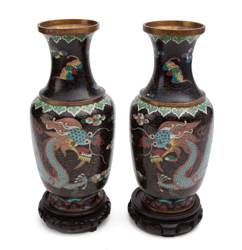Pr. Chinese cloisonne vases (1 of 7)