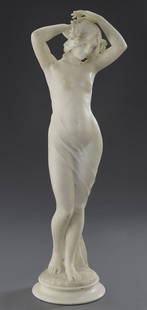 C. Pittagula Italian marble sculpture: C. Pittagula Italian marble sculpture depicting a standing nude. Inscribed on base, " C. Pittagula Galleria Bazzanti Firenze" . Master carver, Pietro Bazzanti owned Gallerie Bazzanti in Florence, Ital