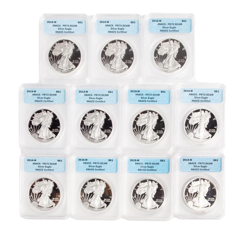 US 1 oz Silver Eagle Grp. (11) PR 70 DCAM (1 of 4)