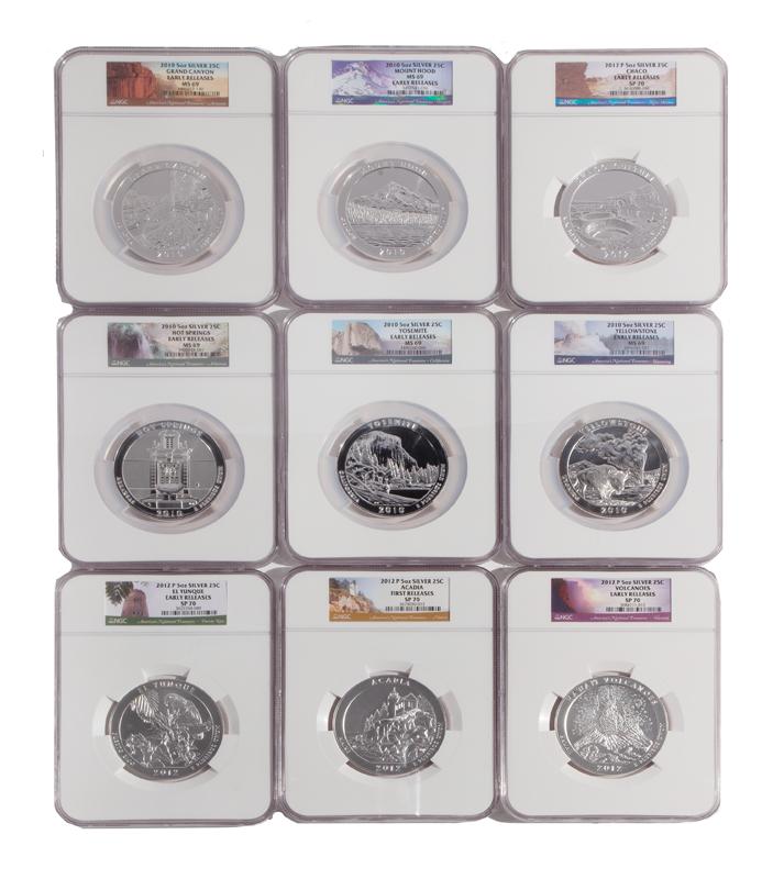 America's Ntl. Treasures 5 oz Silver Grp. (9) NGC (1 of 4)