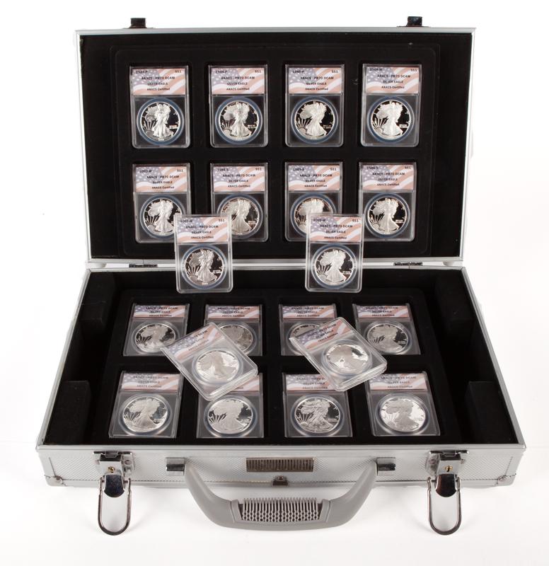 US 1 oz Silver Eagle Grp. (20) ANACS PR 70 DCAM (1 of 5)