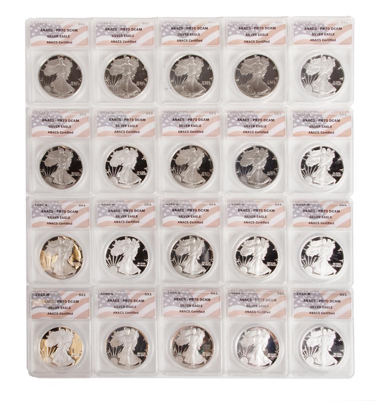 US 1 oz Silver Eagle Grp. (20) ANACS PR 70 DCAM (1 of 4)
