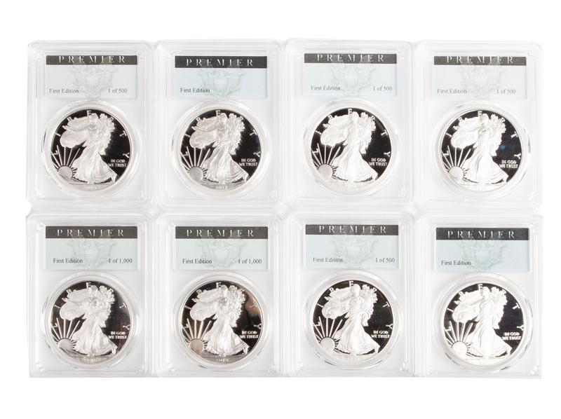 US 1 oz Silver Eagle Grp. (8) PCGS PR 70 DCAM (1 of 4)