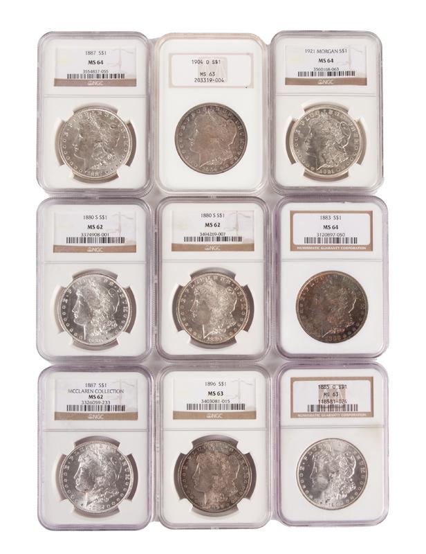 US Morgan Silver Dollar Group (9) NGC (1 of 4)