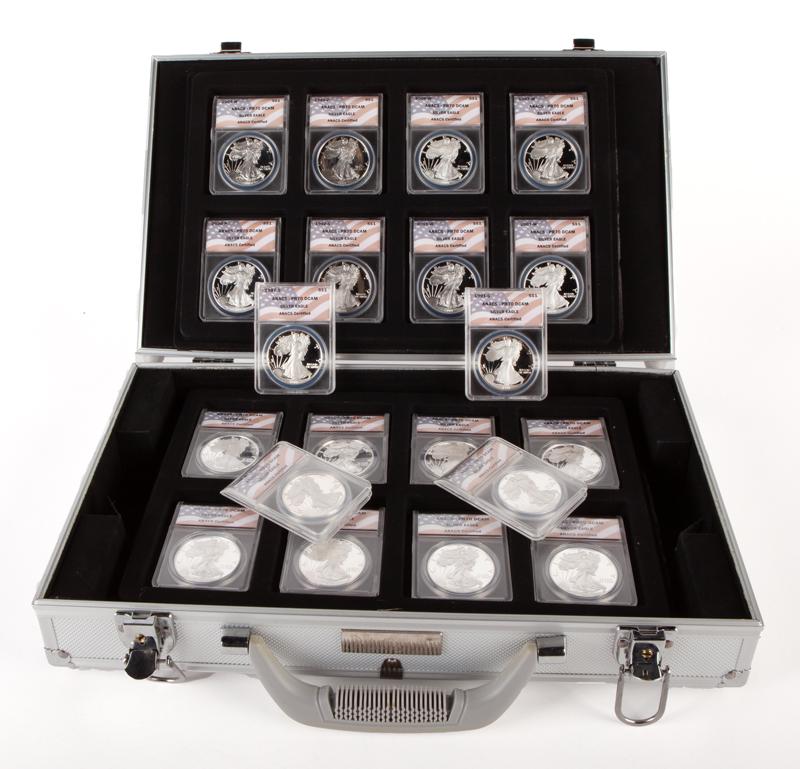 US 1 oz Silver Eagle Grp.(20) ANACS PR 70 DCAM (1 of 5)