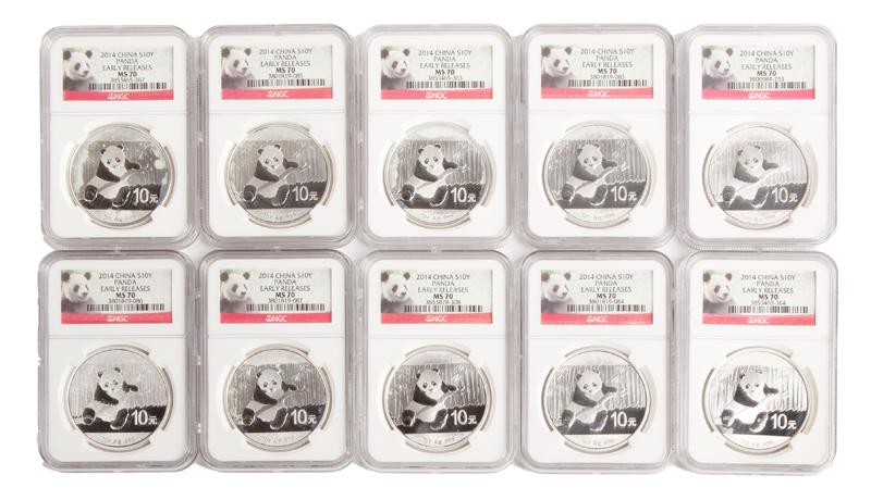 2014 China 1 oz Silver Panda Grp. (10) NGC MS 70 (1 of 4)