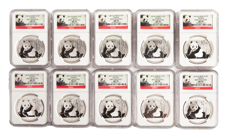 2015 China 1 oz Silver Panda Grp. (10) NGC MS 70 (1 of 4)