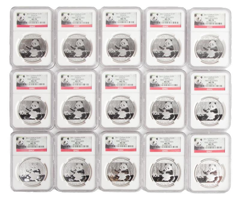 2017 China 1 oz Silver Panda Grp. (15) NGC MS 70 (1 of 4)