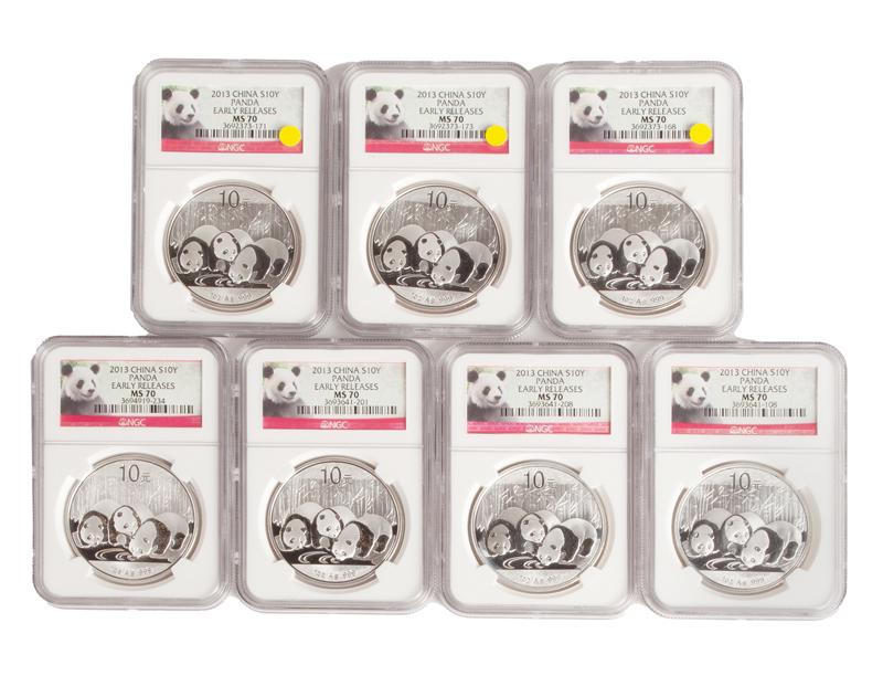 2013 China 1 oz Silver Panda Grp. (7) NGC MS 70 (1 of 4)