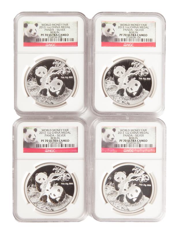 2013 China 1 oz Silver Panda Grp. (4) NGC PF 70 (1 of 4)