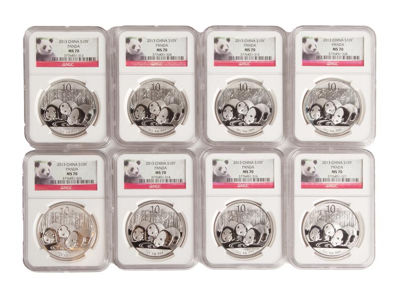 2013 China 1 oz Silver Panda Grp. (8) NGC MS 70 (1 of 4)