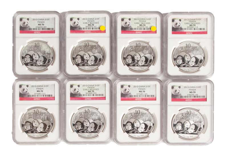 2013 China 1 oz Silver Panda Grp. (8) NGC MS 70 (1 of 4)