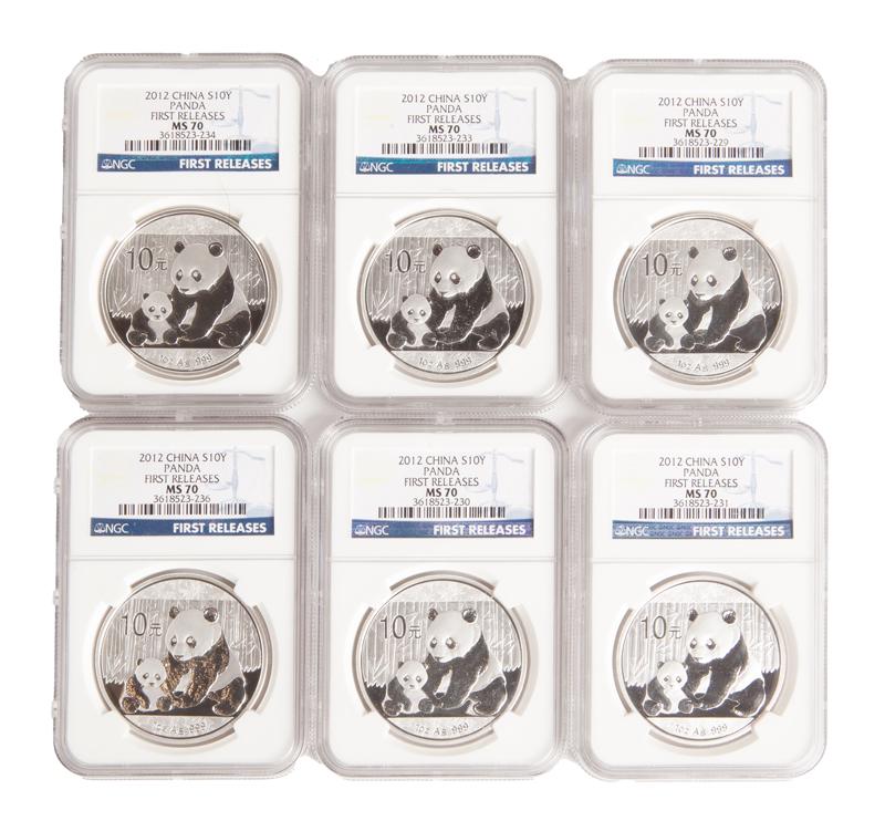 2012 China 1 oz Silver Panda Grp. (6) NGC MS 70 (1 of 4)