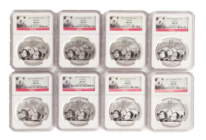 2013 China 1 oz Silver Panda Grp. (8) NGC MS 70 (1 of 4)