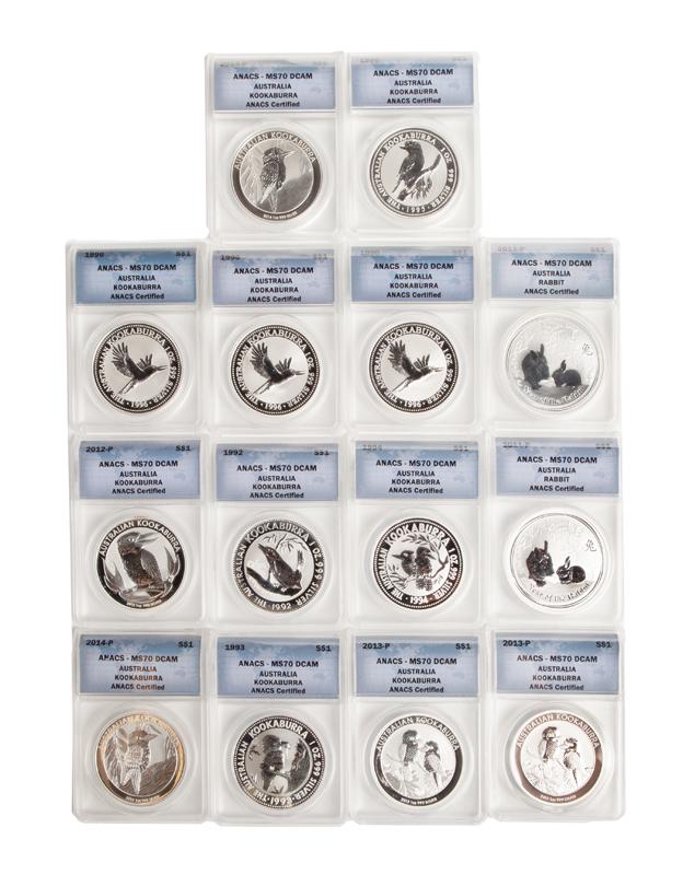 Australia 1 oz Silver Group (14) ANACS MS 70 DCAM (1 of 4)