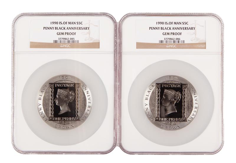 1990 Isle of Man 5 oz Silver Penny Black Grp. (2) (1 of 5)
