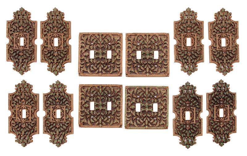 (12) Edgar Berebi jeweled light plates. (1 of 6)