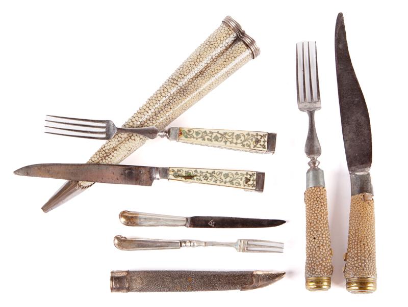 (3) Georgian shagreen knife and fork sets, (1 of 7)