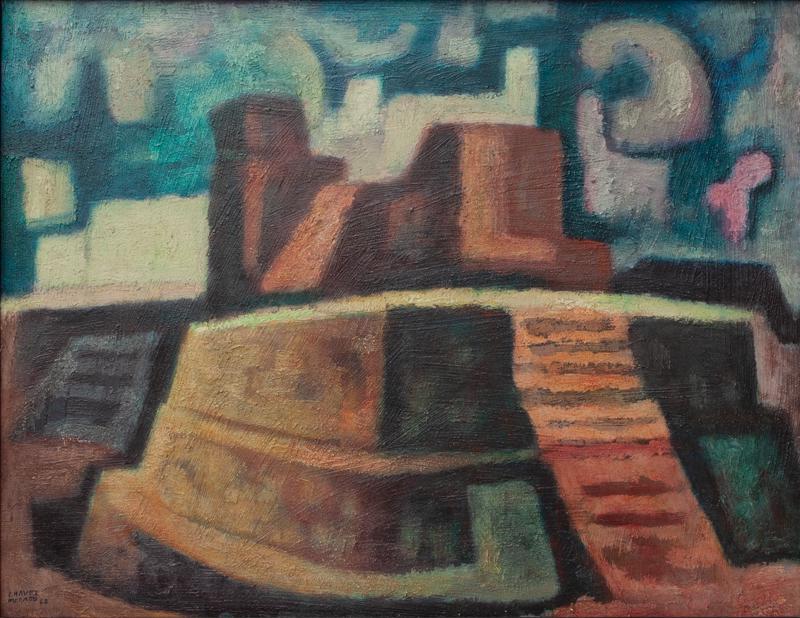 Jose Chavez Morado "Pyramide (Tlatelolco)" oil (1 of 5)