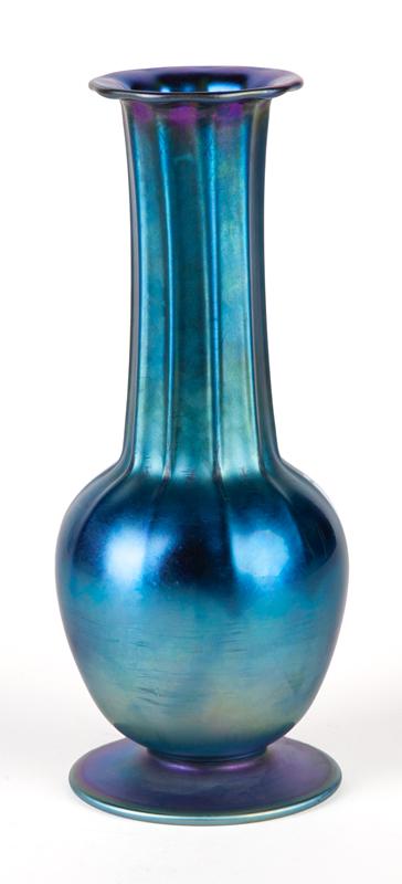 Tiffany iridescent blue favrile art glass vase, (1 of 6)