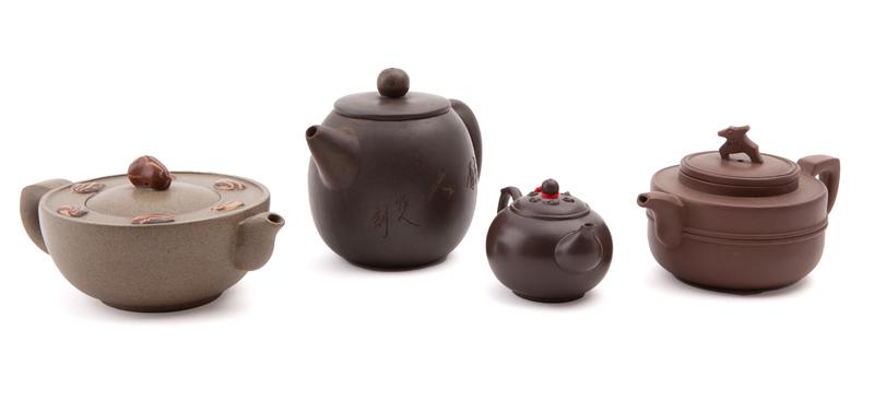 (4) Chinese Yixing teapots, (1 of 10)