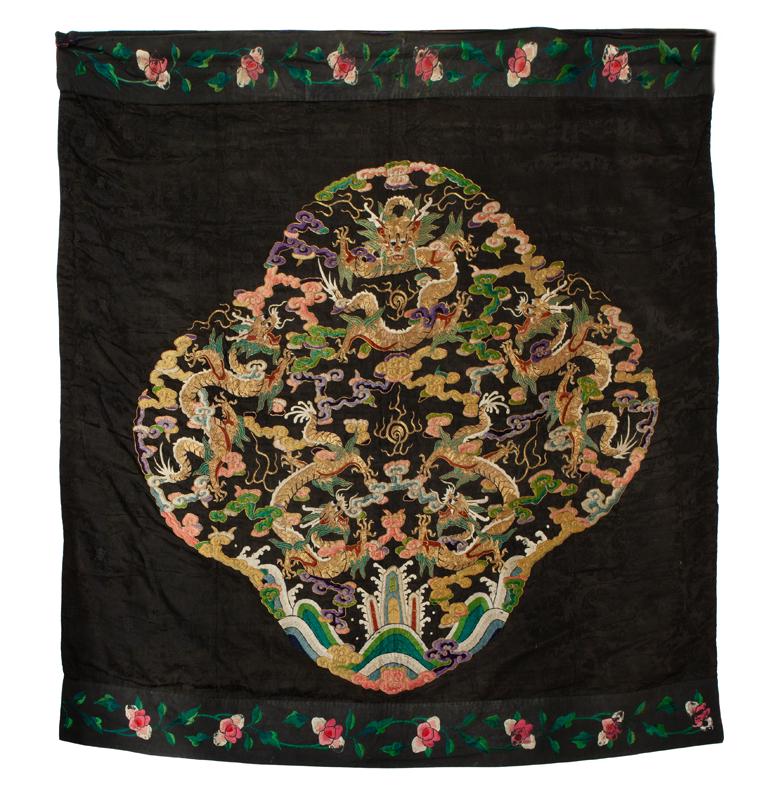 Chinese Qing embroidery panel, (1 of 4)