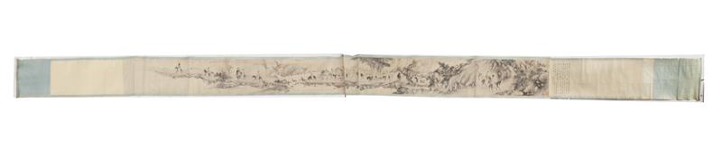 Chinese Qing watercolor painted handscroll, (1 of 7)