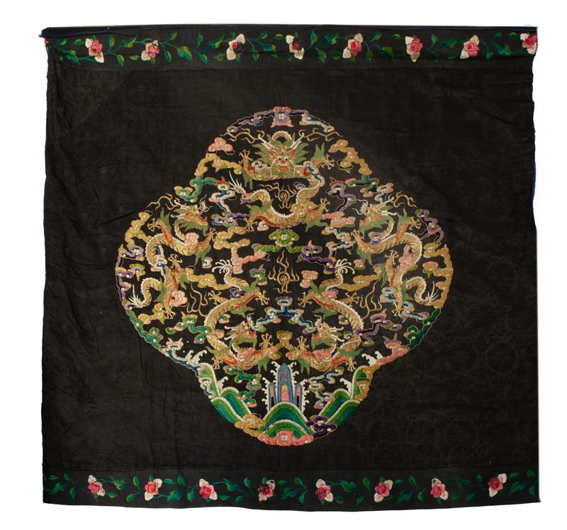 Chinese Qing embroidery panel, (1 of 3)