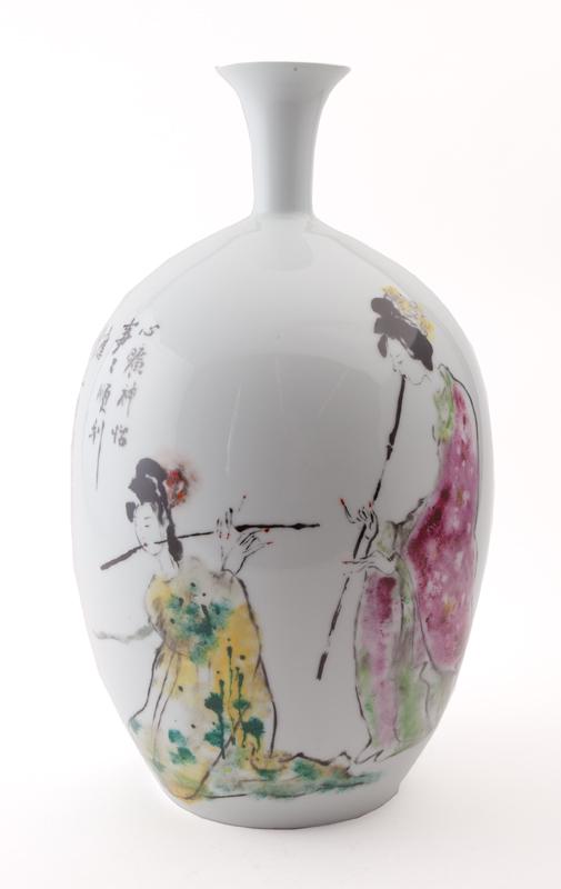 Chinese figural vase, signed by Wu Weishan, (1 of 9)
