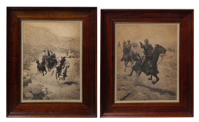 Charles Schreyvogel, pair of platinum prints. (1 of 10)