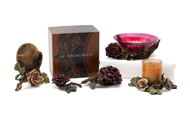 (5) Jay Strongwater enamel & jewel table articles, (1 of 12)