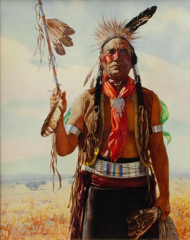 Robert Summers "Indian" watercolor on paper, (1 of 5)