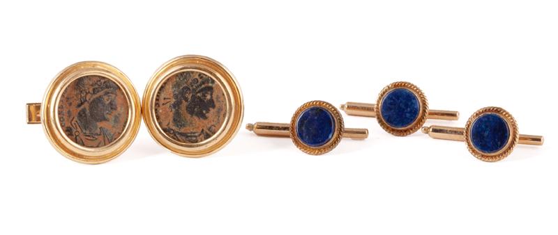 (4) Pcs. 14K Yellow gold dress items, (1 of 9)