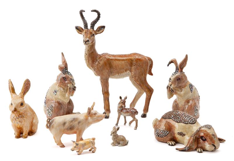 (9) Jay Strongwater enamel & jewel animals, (1 of 13)