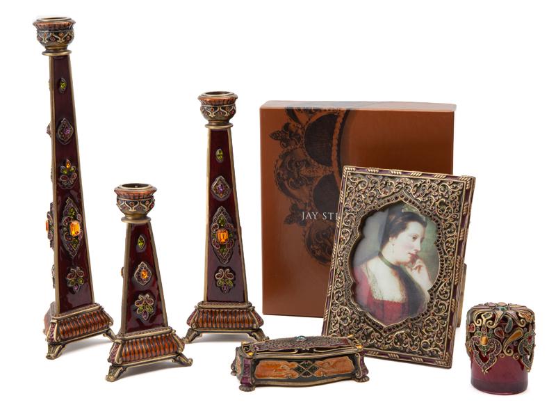 (6) Jay Strongwater enamel & jewel table articles, (1 of 8)